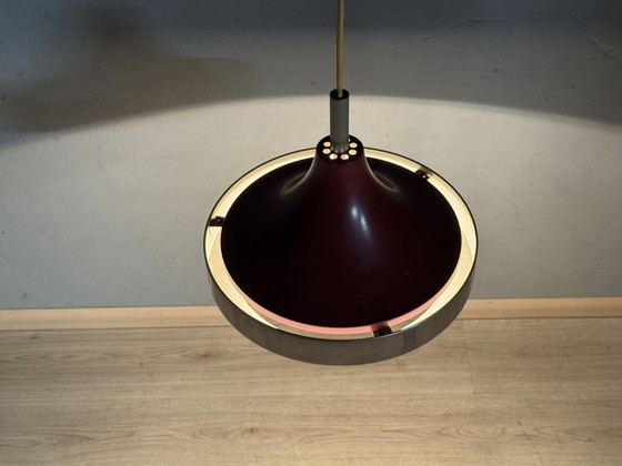 Image 1 of Red metal pendant lamp 1960s