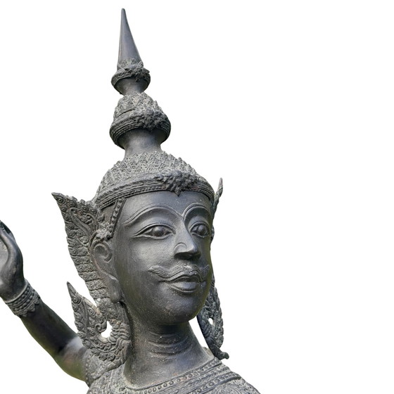 Monumentaal Bronzen Phra Ram (Rama) Boogschutter – Thailand – 168 × 110 cm – Beeldhouwkunst (photo 8 of 11)