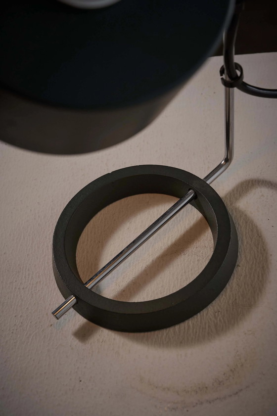 Minimalist Anthracite and Chrome Adjustable Desk Lamp with Ring Base, Table lamps, Metal, Cast Iron, White (photo 6 of 6)