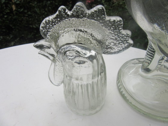 Glass Cockerel Decanter Bottle "V In A Circle" Maker's Mark For Summit Art Glass (Vogelsong) (photo 6 of 16)