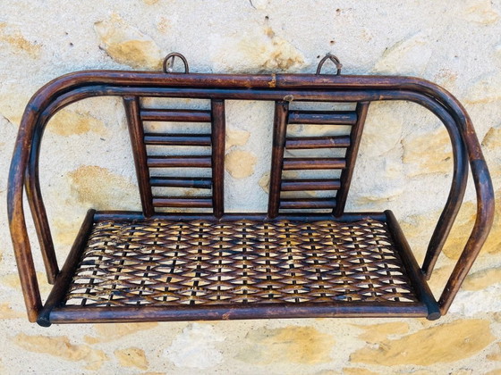 Image 1 of Vintage wandplank van bamboe en rotan uit het midden van de 20e eeuw, jaren 60.