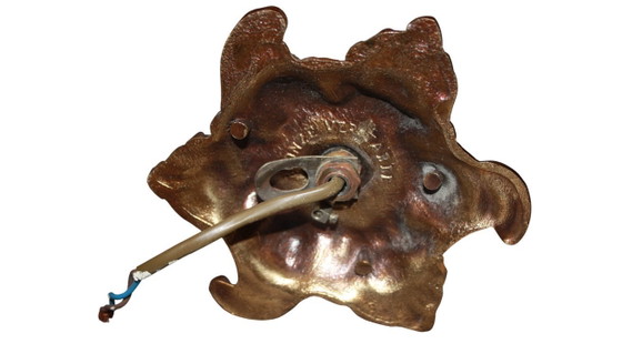 Image 1 of Vintage wandlamp van brons en glas – bloemvorm – jaren 80