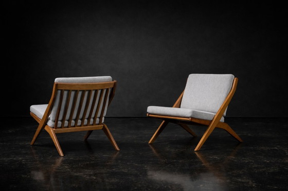 Image 1 of Chaises ciseaux suédoises vintage du milieu du XXe siècle, par Folke Ohlsson pour Bodafors, lot de 2, années 1960