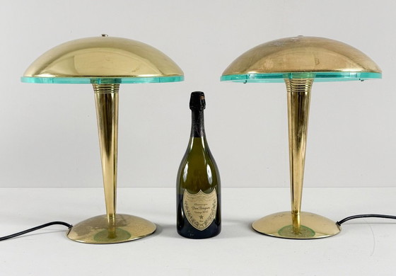 Image 1 of Set di 2 lampade da tavolo/lampade a cuscino in stile Art Déco, Germania, anni '80