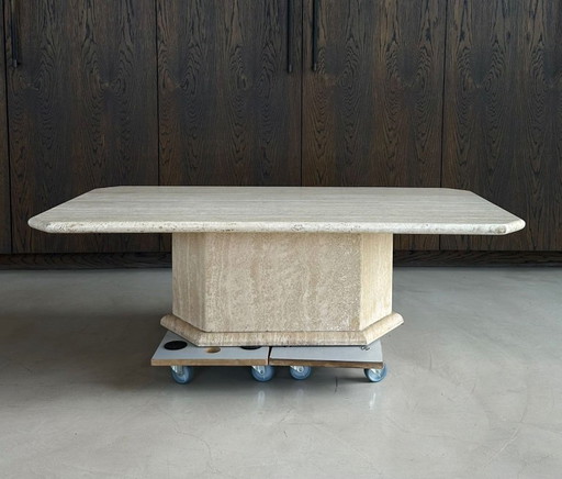 Unique vintage coffee table | Travertine natural stone