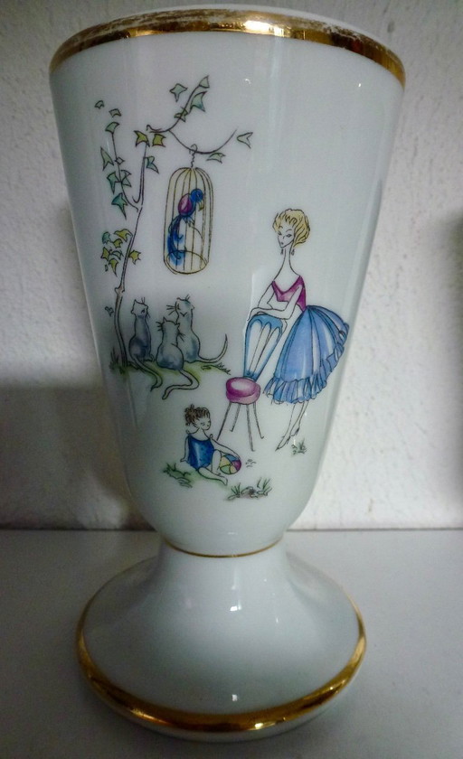 2x Vintage Limoges porcelain cups on foot.