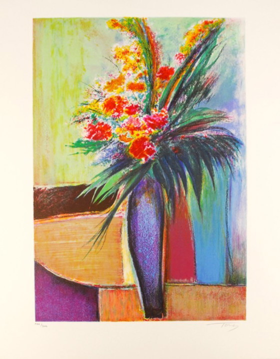 Image 1 of 'Le vase blanc' e 'Le vase bleu', due litografie di André Torre