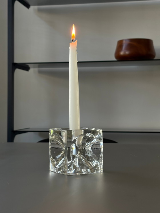 Grand bougeoir vintage en verre – Design “cube de glace” Sklo – Bougeoirs et chandeliers, Glass (photo 3 of 4)