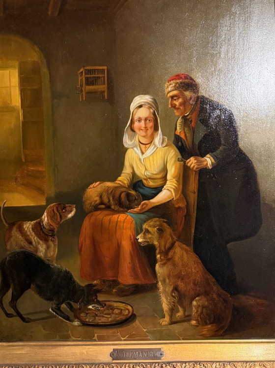 Image 1 of Zacharia Noterman (1823 - 1890) - dipinto ad olio del XIX secolo