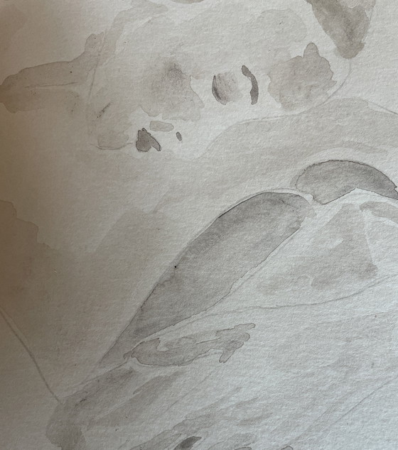 Image 1 of Aquarell Sepia Porträt Frau "Die Denkerin"