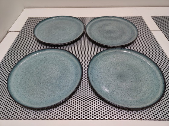 Image 1 of Service de table 12 pièces en faïence bleue