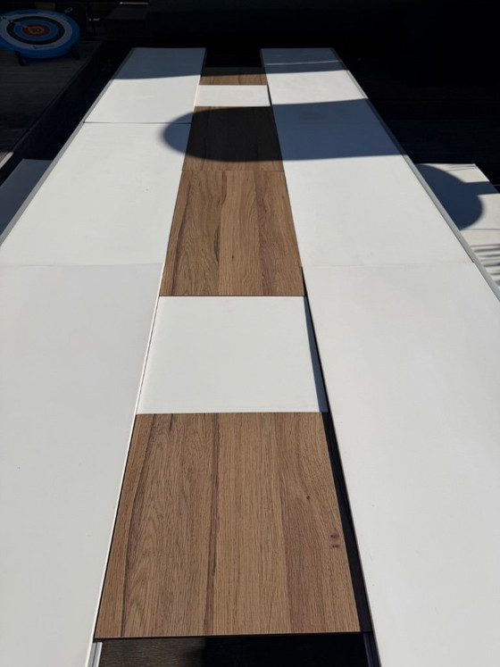 Exceptional extendable outdoor table + 2 stainless steel benches with marine upholstery - Design by (photo 6 of 12)