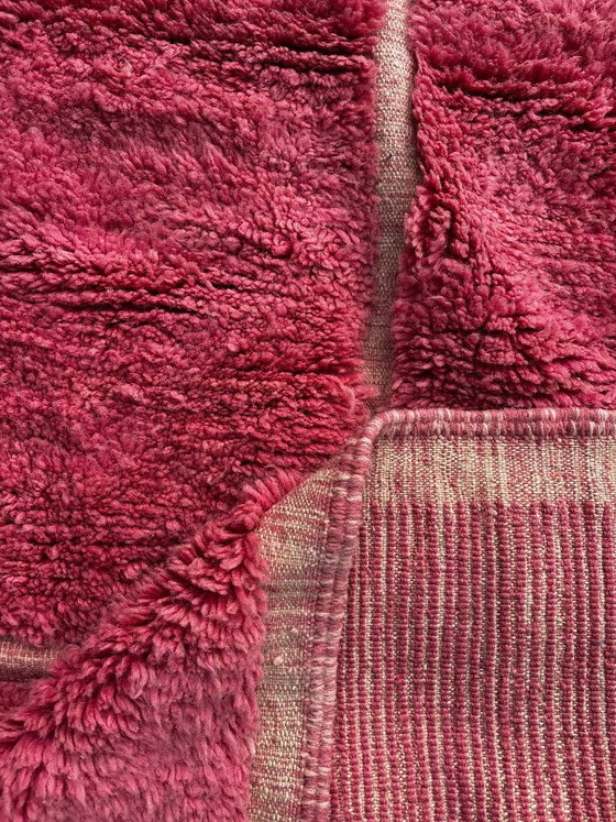 Image 1 of Tapis marocain Mrirt rose en laine 160x190 cm - Tapis bohème tissé à la main avec motif géométrique