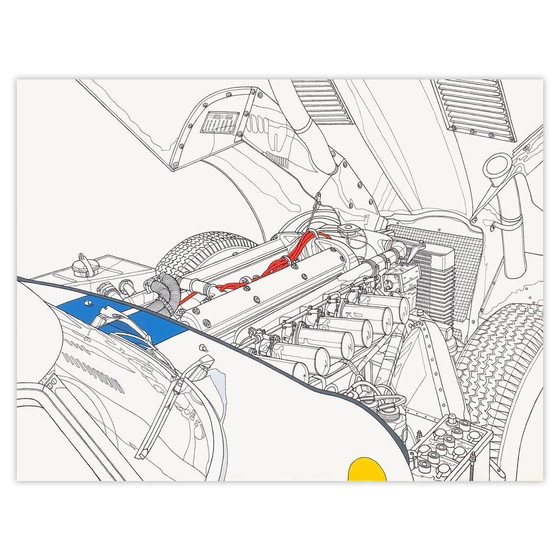 Sérigraphie signée par Michel Raimon Moteur Jaguar E Lightweight Cunningham Le Mans (photo 5 of 5)