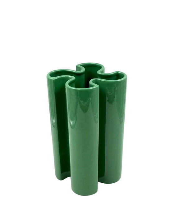 Image 1 of Franco Bettonica, Raro vaso in ceramica verde Space Age, Gabbianelli Italia ca. 1970