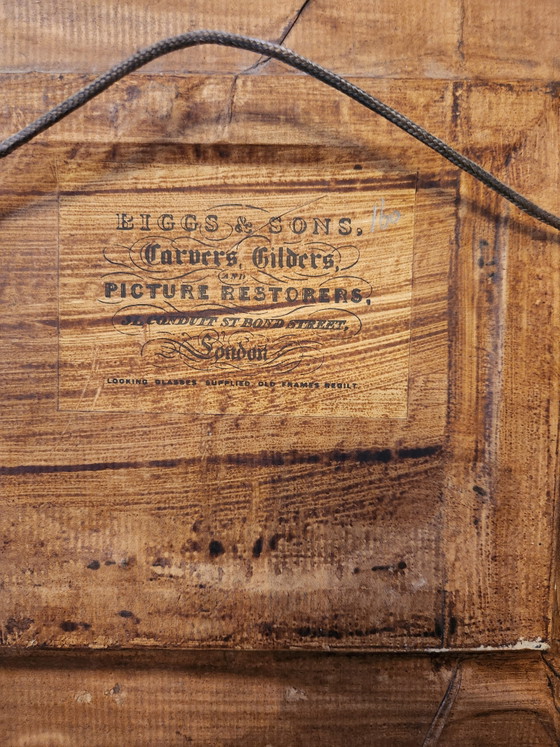 Image 1 of Atmospheric Antique River View with Sailing Ship – Signed "Patty" – In a Beautiful Baroque-Style Frame (London Origin)