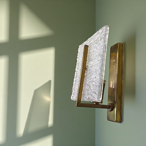 Image 1 of Applique da parete modernista in vetro di Murano e ottone