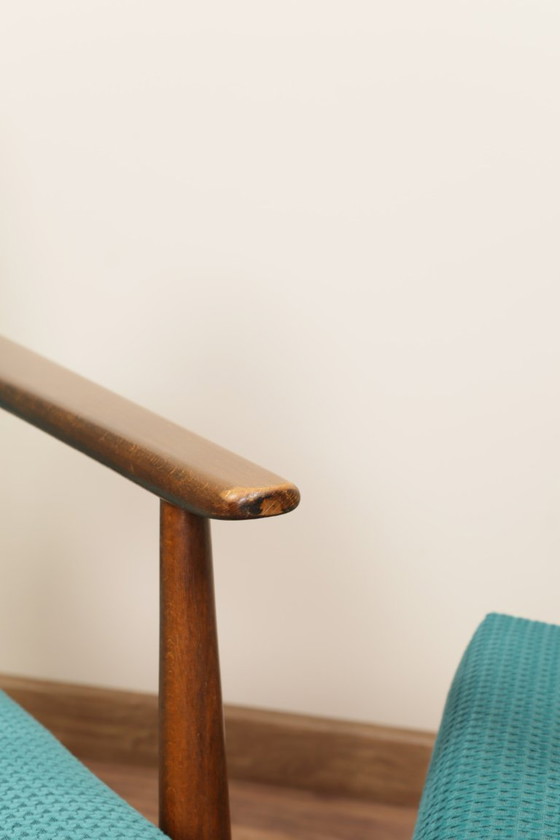 Image 1 of Vintage armchair teal fabric design by H.Lis