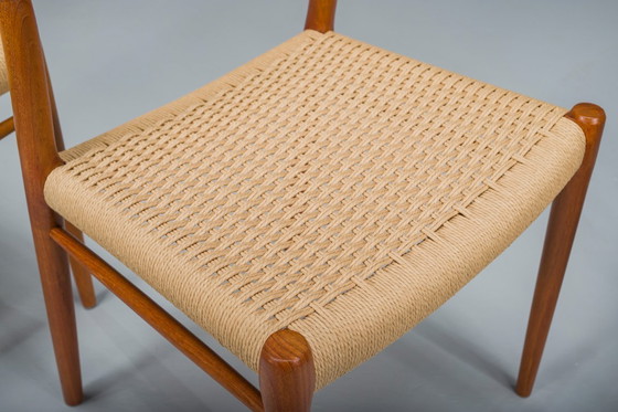 Image 1 of Dänische Teak Mod. 77 Esszimmerstühle mit Papierkordel von Niels O. Møller für J.L. Møllers, 1959, 5 Exemplare