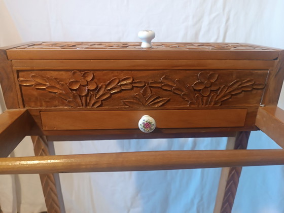 Hand-inlaid Valet Stand (Italy 1950s), Coat racks, Ceramic, Wood, Brown (photo 15 of 15)