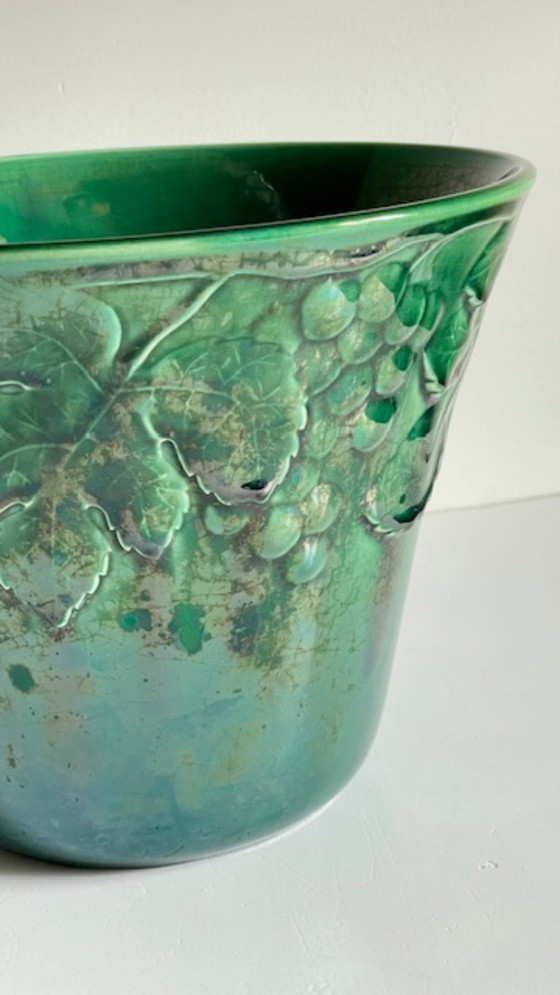 Image 1 of Cache-POT Barbotine GIEN France Vintage