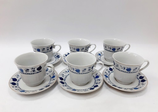 Tasses et soucoupes à café expresso vintage, lot de 6