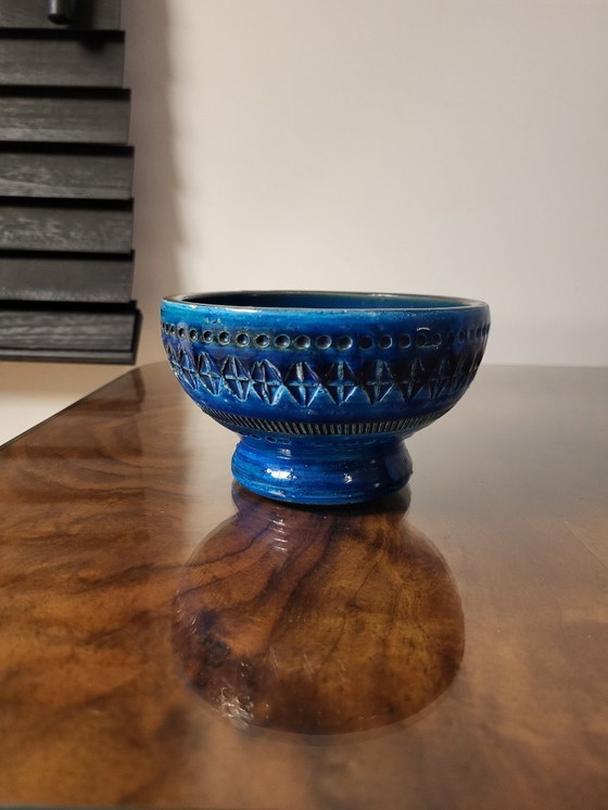 Image 1 of Rimini-blauer Keramik-Kerzenhalter, Aldo Londi für Bitossi, 1960er Jahre, Italien