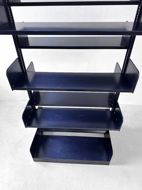 Image 1 of Italienisch-Dutch Lips Vago "Congresso" Stahlblaues Doppelbücherregal, 1966