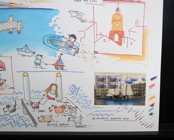 Image 1 of Schlote, Wilhelm - St. Tropez - Disegno originale - Esemplare unico firmato
