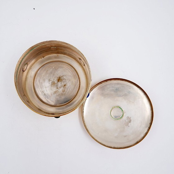 Image 1 of Portagioie/scatola portaoggetti in metallo vintage con coperchio