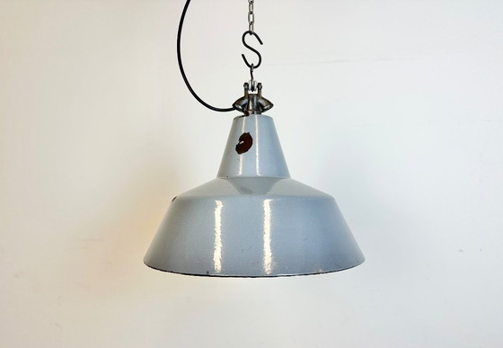 Image 1 of Industrial Grey Enamel Factory Pendant Lamp, 1960s