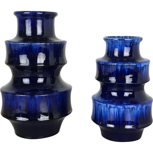 Paire de vases en céramique vintage pour Scheurich série 484, Allemagne 1970
