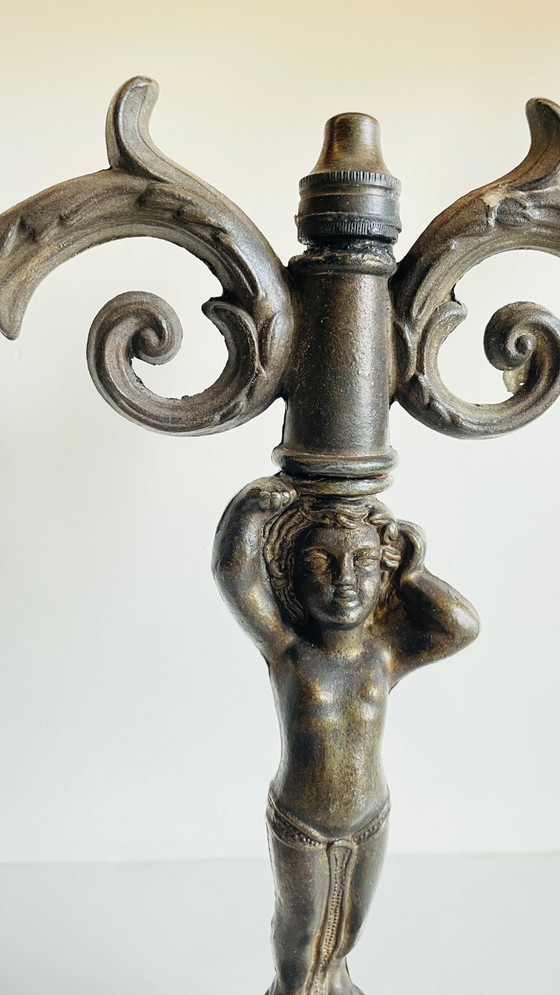Image 1 of CANDELABRO Candeliere Piccolo Angelo Stile Art Nouveau