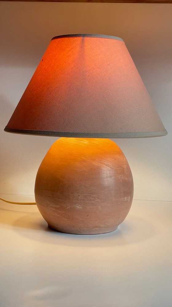 Vintage handgemaakte terracotta lamp – Tafellampen, Textile (photo 4 of 21)