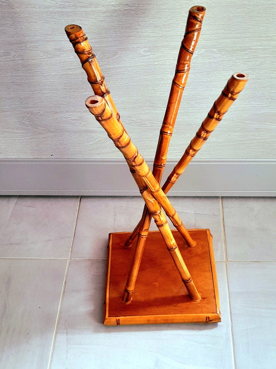 Image 1 of Tavolino in bambù e ceramica di Pierre Louis Brechat