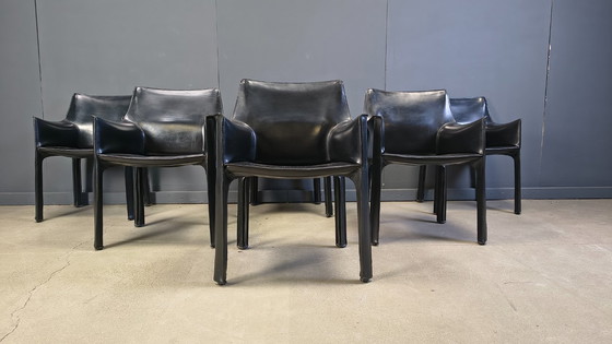 Image 1 of Set of 6 Cassina Cab 413 Chairs by Mario Bellini, 1980s