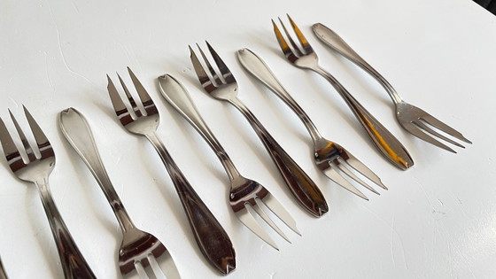 Image 1 of 12 Fourchettes à DESSERT Inox Vintage