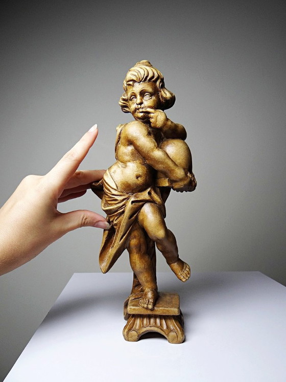 Putto met honing in houtsnijwerk, naar een ontwerp van Feuchtmayer, Duitsland – Vintage, Decoratieve objecten (photo 3 of 11)