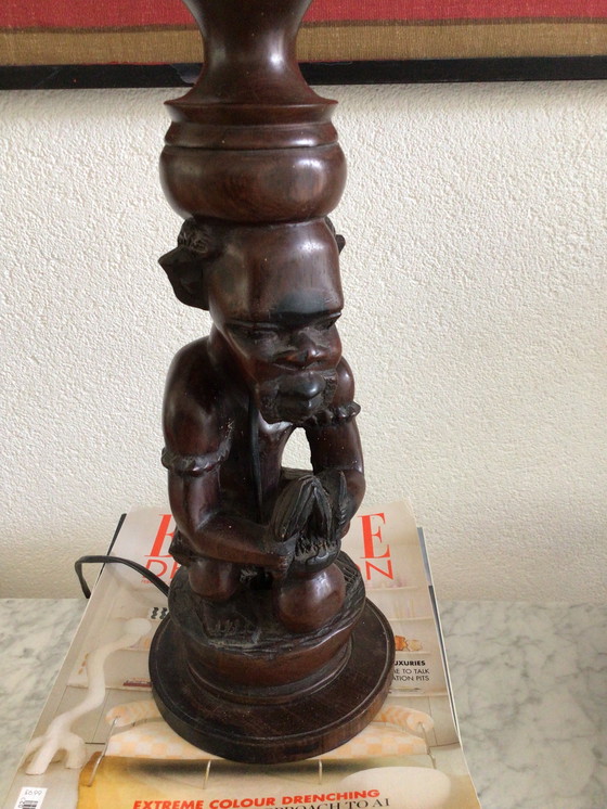 Image 1 of Pied de lampe vintage tribal