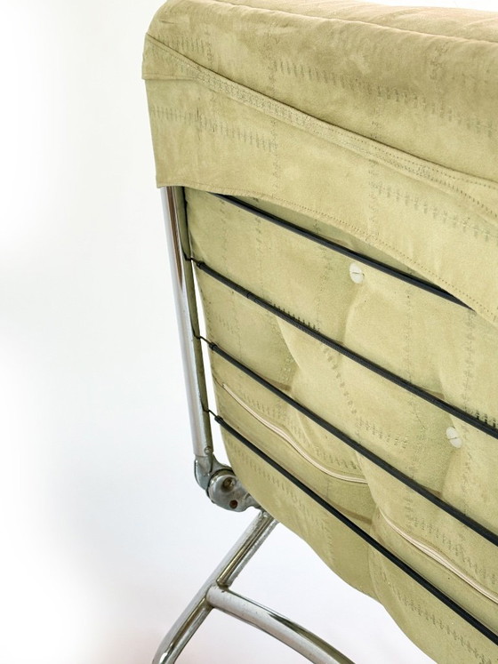 Image 1 of Vintage 1970s recliner with distinctive tubular steel construction