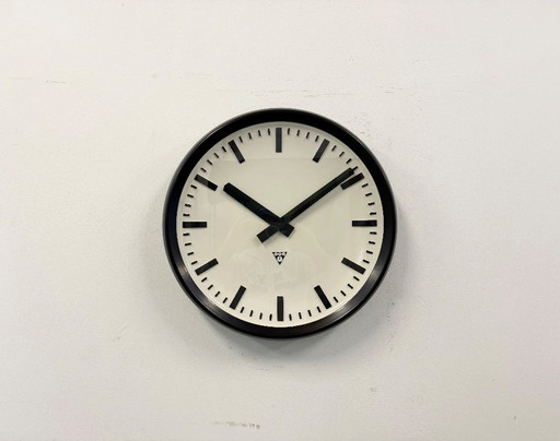 Large Industrial Bakelite Factory Wall Clock from Pragotron, 1960s