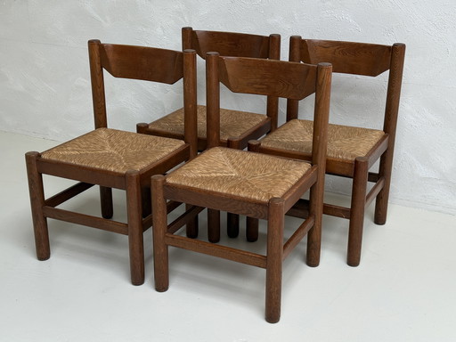 4 x Vintage Eetkamerstoelen 1960s | Vico Magistretti | Eiken