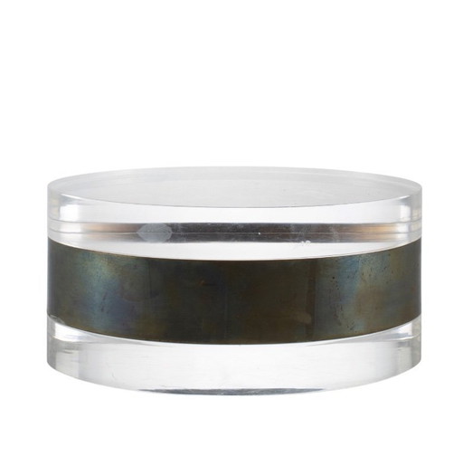 Modernist lucite and silver-plate oval jewelry box, Italy 1970s