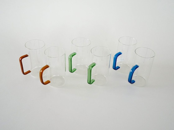 Image 1 of Set van zes glazen, Deens design, jaren 70, gemaakt in Denemarken.