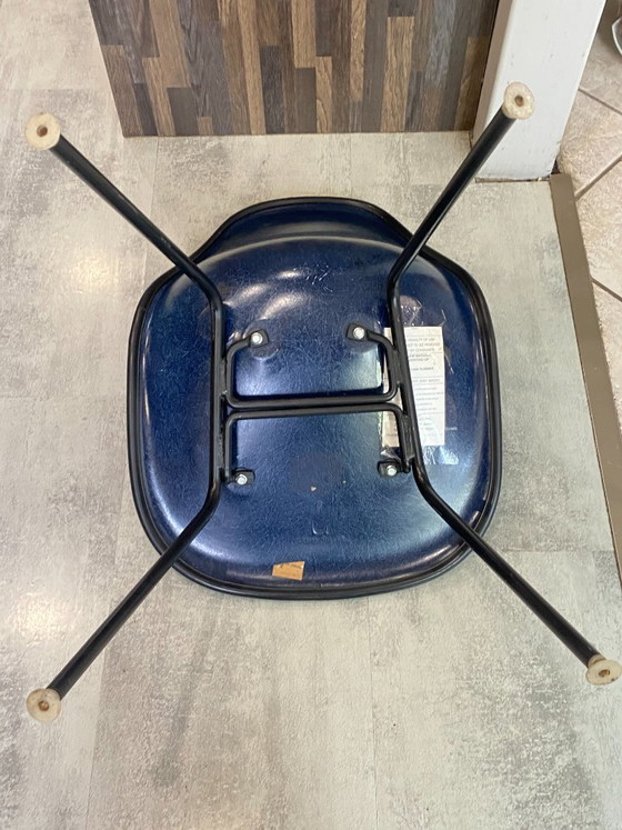 Image 1 of DSX chair, blue fiberglass, vinyl upholstery, Eames Herman Miller vintage 70s