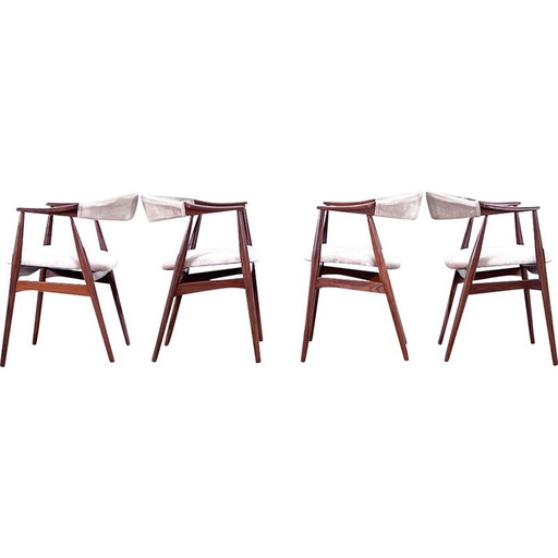 Set di 4 sedie da pranzo vintage in velluto rosa di Thomas Havler, Danimarca 1960