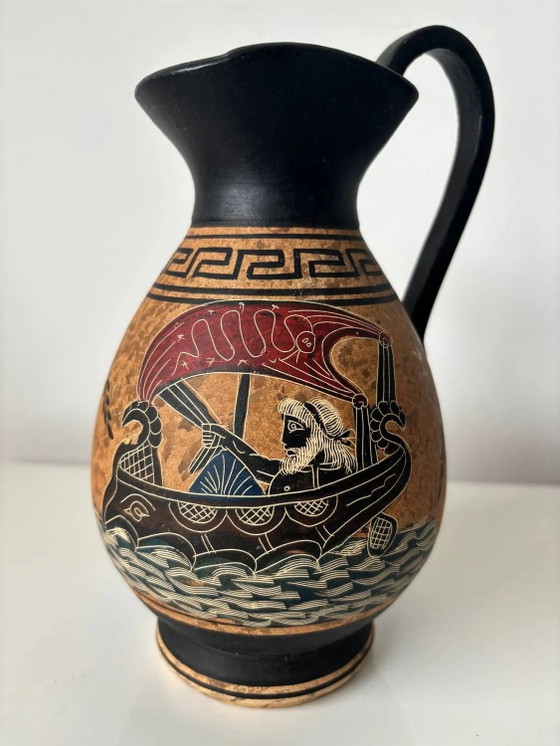 Vase / pichet en céramique antique style amphore, Décor grec ancien, Verres et carafes (photo 9 sur 10)