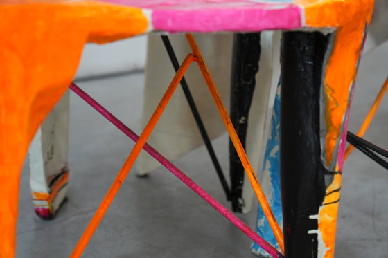 Image 1 of Paire de chaises modulaires sculpturales Guido Coletti (1995) - Collage peint à la main