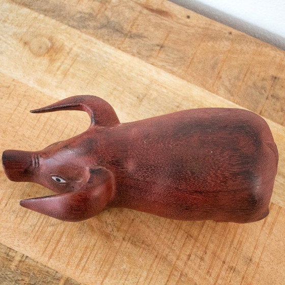 Image 1 of Statue de cochon en bois, style rustique