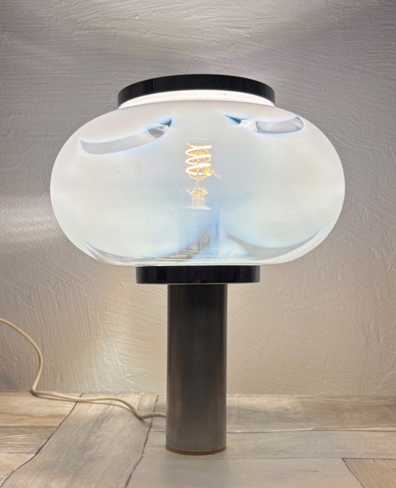 Vintage Space Age Lamp - Murano - Design - Mushroom, Table lamps, Glass, Metal, White, Modern (photo 4 of 8)
